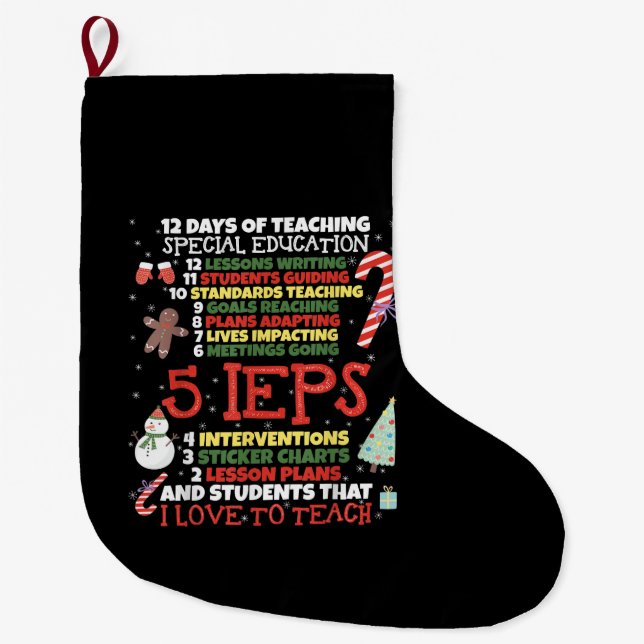 SPED School Tee Funny Special Education Teacher Large Christmas Stocking (Front)