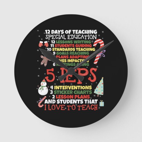 SPED School Tee Funny Special Education Teacher Round Clock