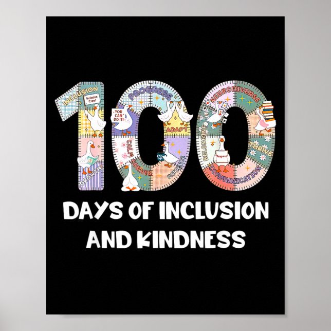 SPED Silly Autism 100 Days School Teacher Goose In Poster (Front)