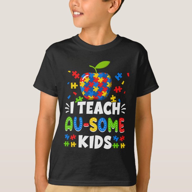 Sped Special Education I Teach Au-some Kids Rainbo T-Shirt (Front)