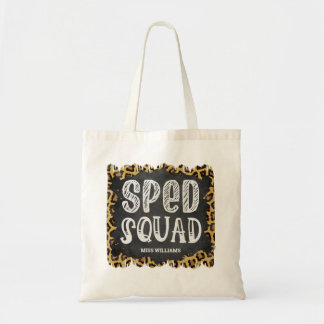 SPED Squad Chalkboard Leopard Print Tote Bag