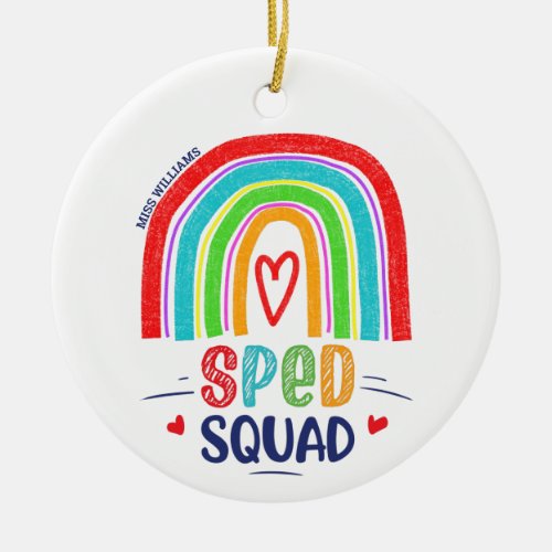 SPED Squad Colorful Chalk Modern Rainbow Ceramic Ornament