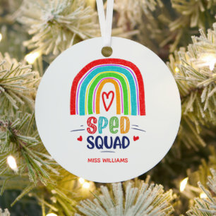SPED Squad Colorful Modern Rainbow Metal Ornament