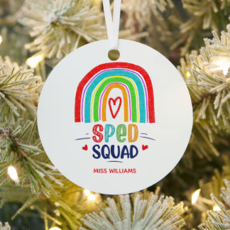 SPED Squad Colorful Modern Rainbow  Metal Ornament