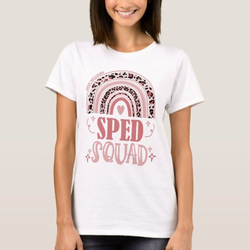 SPED Squad Muted Pink Leopard Rainbow T_Shirt