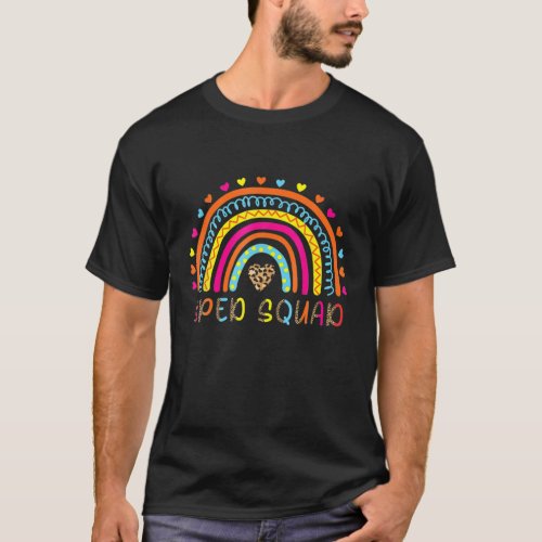 Sped Squad Special Ed Leopard Rainbow Teacher Back T_Shirt