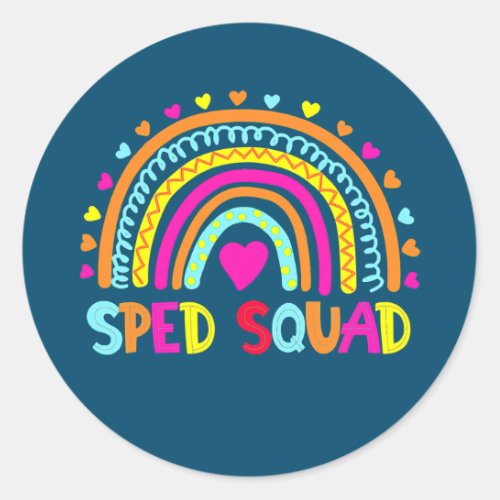 Sped Squad Special Ed Rainbow Teacher Back To Classic Round Sticker