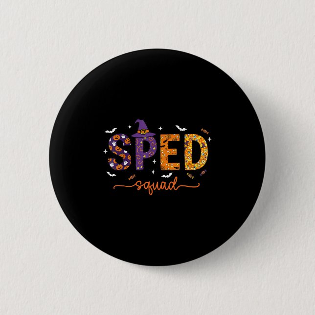 Sped Squad Team Special Education Teacher Hallowee Button (Front)
