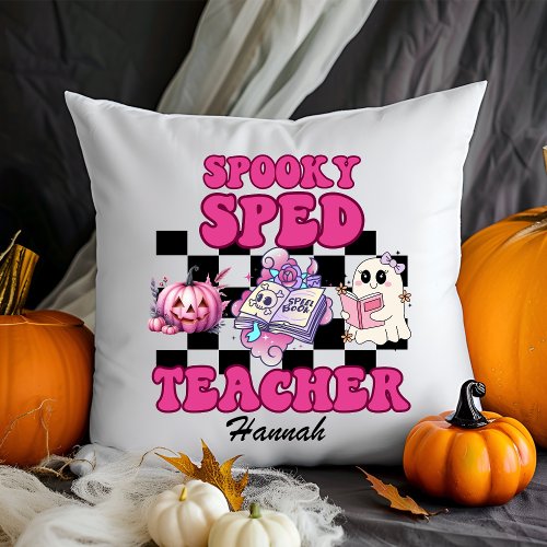 Sped Teacher Personalized Name Halloween Gift Throw Pillow