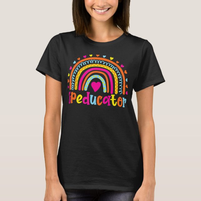 Speducator rainbow heart Special Education T-Shirt (Front)