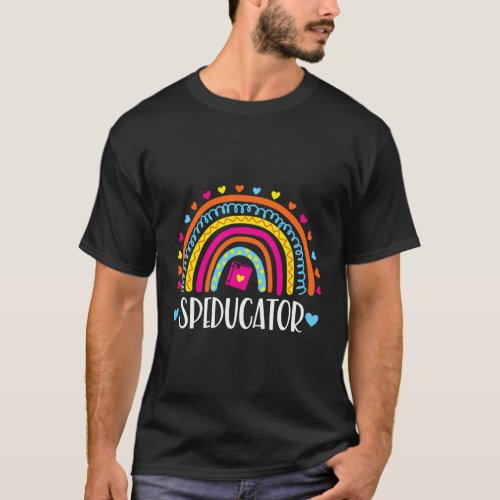 Speducator Rainbow Heart Special Education Teacher T_Shirt