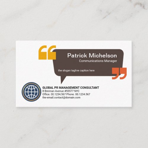 Speech Box With Quotation Marks Communication Business Card