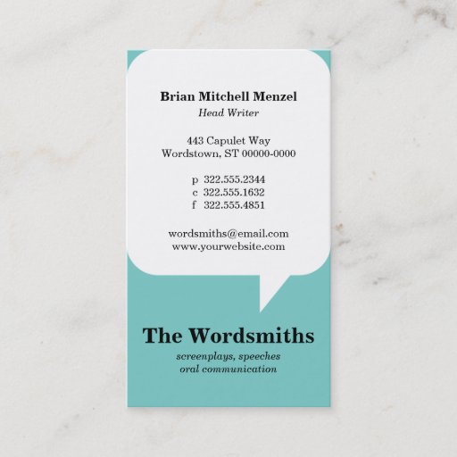 Customizable Speech Bubble Business Card