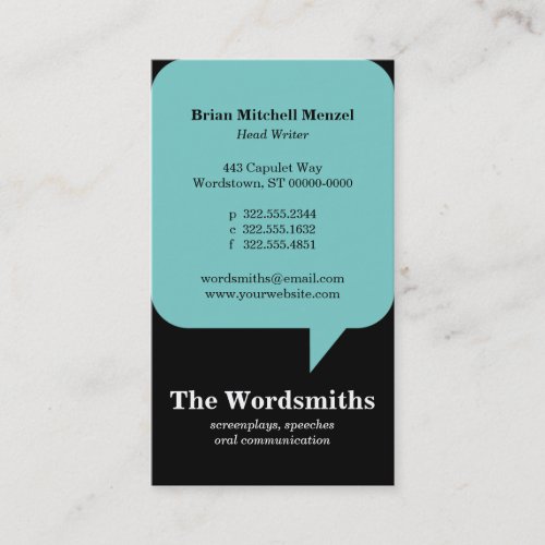 Speech Bubble Business Card