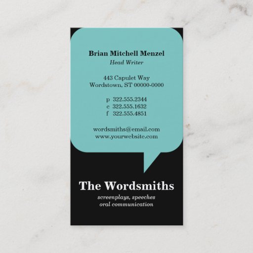 Customizable Speech Bubble Business Card