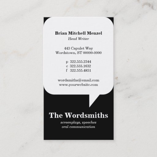 Customizable Speech Bubble Business Card