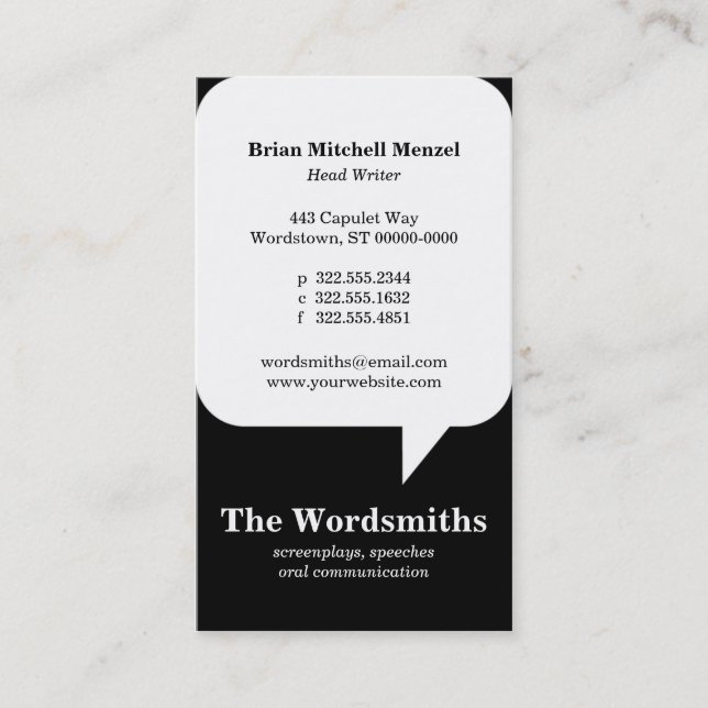 Speech Bubble Business Card (Front)