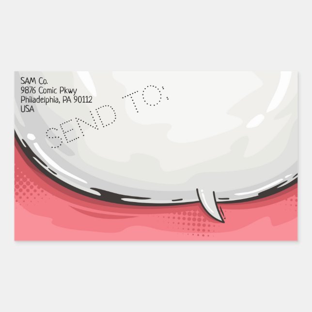 Speech Bubble Cartoon design Red bkgd  Rectangular Sticker (Front)