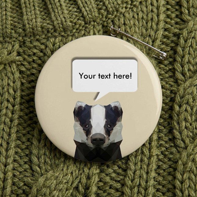 Speech bubble Cute geometric badger Pinback Button (Speech bubble Cute geometric badger Pinback Button.)
