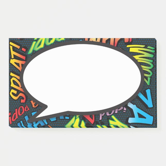 Speech Bubble Fun Colorful Comic Book Post-it Notes (Front)