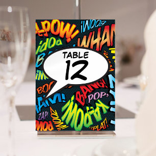 Speech Bubble Fun Retro Comic Book Table Number