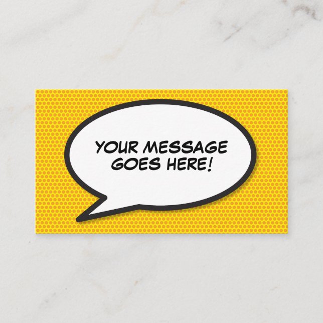 Speech Bubble Message Fun Retro Comic Book Business Card (Front)