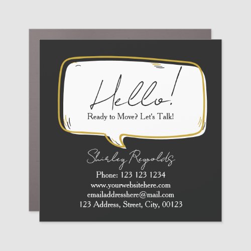 Speech Bubble Real Estate Business black &amp; gold Car Magnet