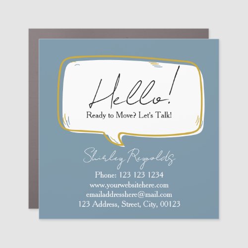 Speech Bubble Real Estate Business blue & gold Car Magnet