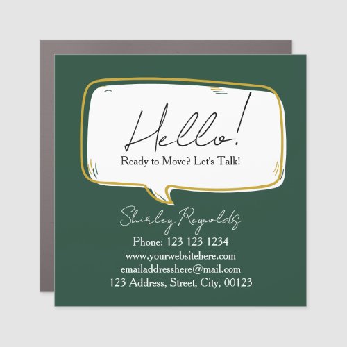 Speech Bubble Real Estate Business green & gold Car Magnet