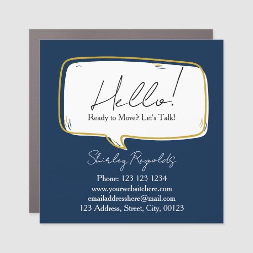 Speech Bubble Real Estate Business navy & gold Car Magnet