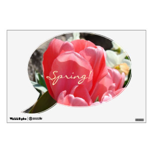 Speech Bubble wall decals Spring Pink Tulip Flower