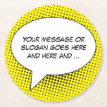 Speech Bubble Your Message Template Round Paper Coaster at Zazzle