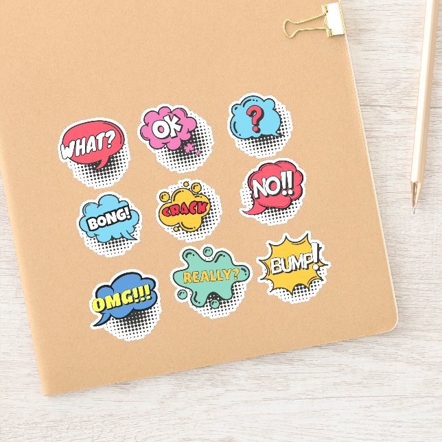 Speech bubbles dynamic colorful shapes set sticker (Notebook)