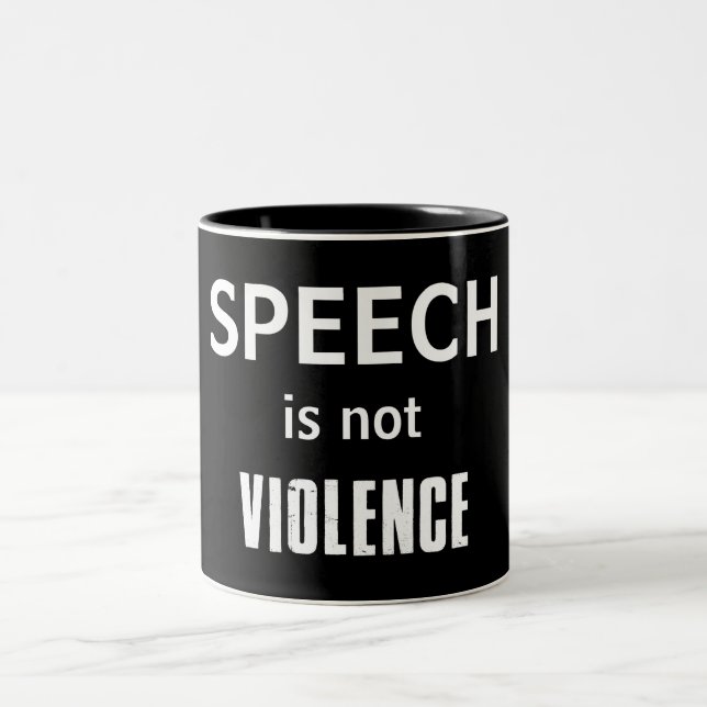 Speech Is Not Violence Two-Tone Coffee Mug (Center)