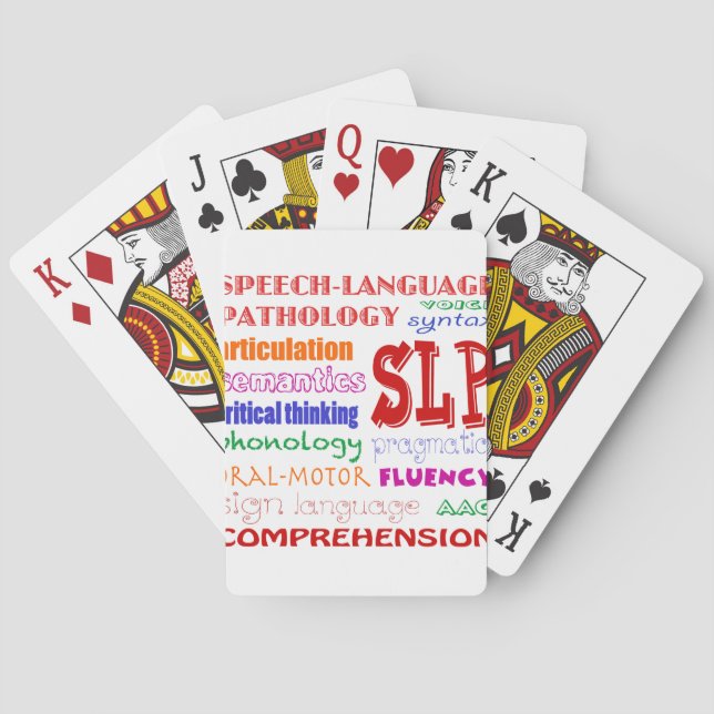 Speech Language Pathologist Colorful Fun Font Poker Cards (Back)