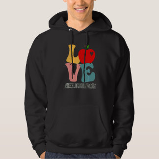 Speech Language Pathologist Love Apple Groovy Back Hoodie