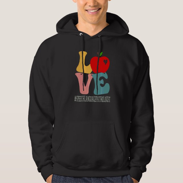 Speech Language Pathologist Love Apple Groovy Back Hoodie (Front)