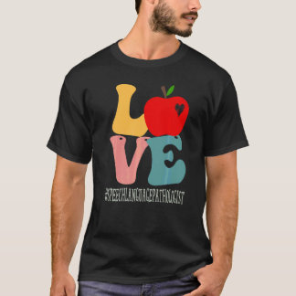 Speech Language Pathologist Love Apple Groovy Back T-Shirt
