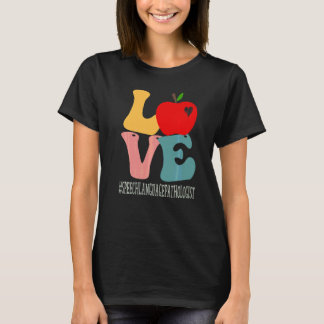 Speech Language Pathologist Love Apple Groovy Back T-Shirt
