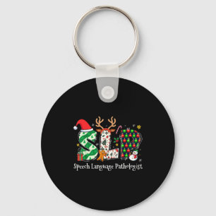 Speech Language Pathologist Reindeer Santa Hat Slp Keychain