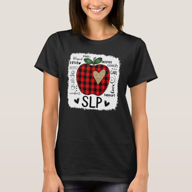 Speech Language Pathologist Typography Apple Buffa T-Shirt (Front)