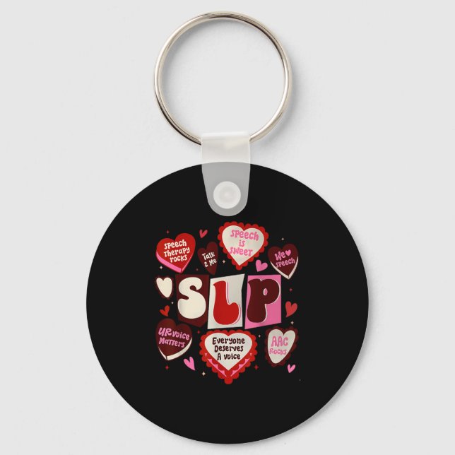 Speech language pathologist valentines day slp keychain (Front)