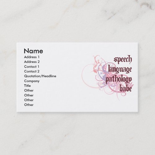 Speech Language Pathology Babe Business Card