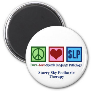 Speech Language Pathology Custom Peace Love SLP Magnet