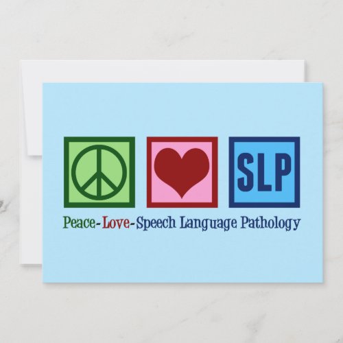 Speech Language Pathology Peace Love SLP Blue Holiday Card