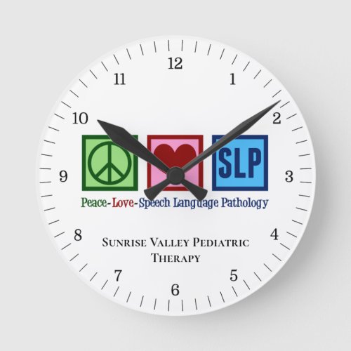 Speech Language Pathology Peace Love SLP Custom Round Clock