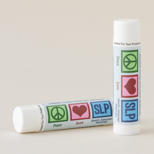 Speech Language Pathology Peace Love SLP Lip Balm (Front)