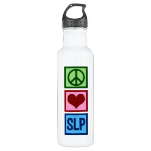 Speech Language Pathology Peace Love SLP Stainless Steel Water Bottle