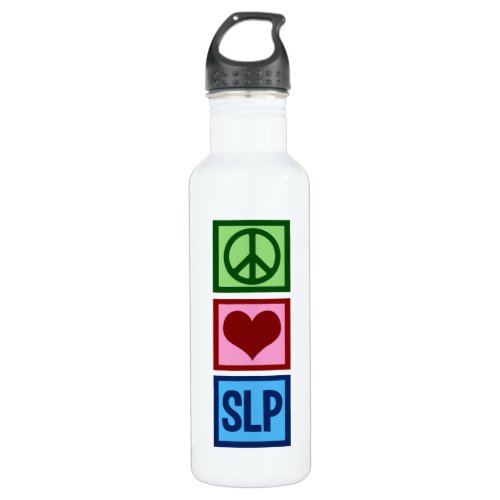 Speech Language Pathology Peace Love SLP Stainless Steel Water Bottle