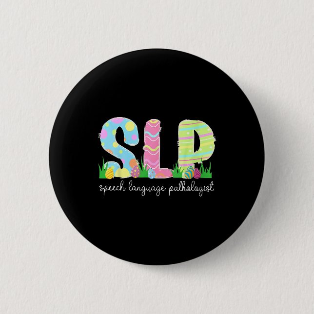 Speech Language Pathology Slp Easter Speech Therap Button (Front)